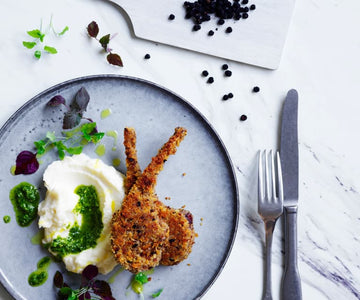 Crumbed cutlets with cauliflower puree