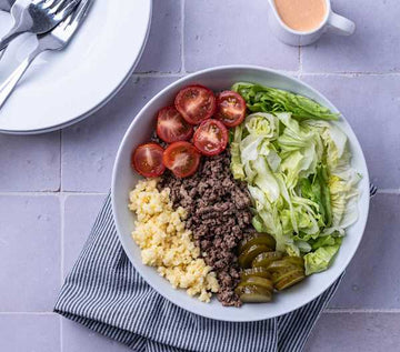 High protein "Big Mac" style burger bowl