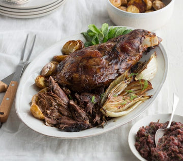 Slow roasted lamb shoulder and fennel with agrodolce dressing