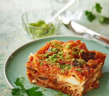 Steamed eggplant and ricotta lasagne