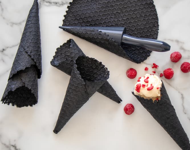 Charcoal waffle cones