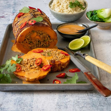 Firecracker stuffed butternut pumpkin