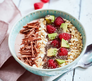 Raspberry smoothie bowl with chia seeds