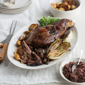Slow roasted lamb shoulder and fennel with agrodolce dressing