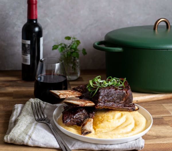 Sweet and Spicy Beef Short Ribs with Polenta