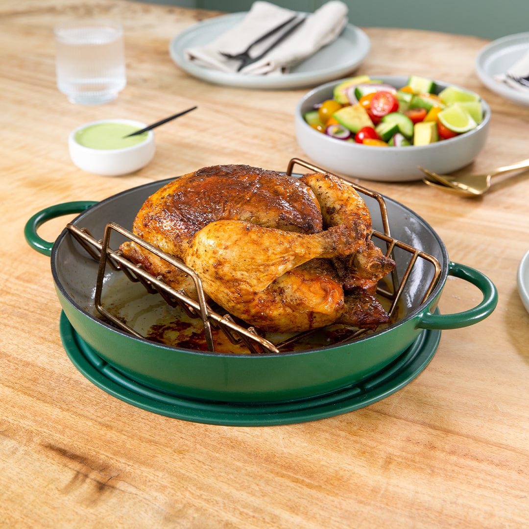 Blue Roasting Rack Firra Cast Iron Roasting Pan Rack - Stainless Steel Roasting Rack