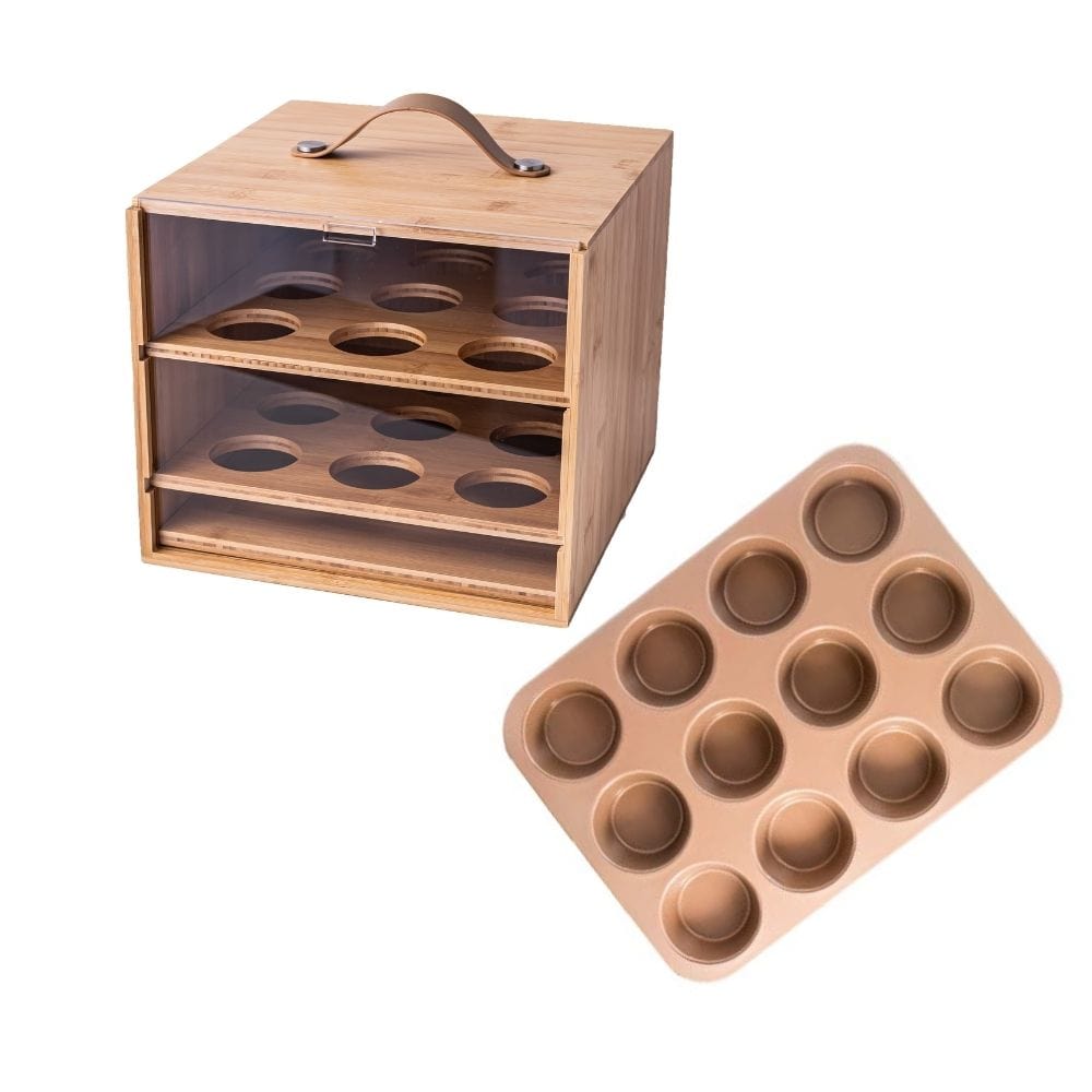TheMix Shop Host Reward Host Reward - Bamboo Cake Carrier + Rose Gold Muffin Tray