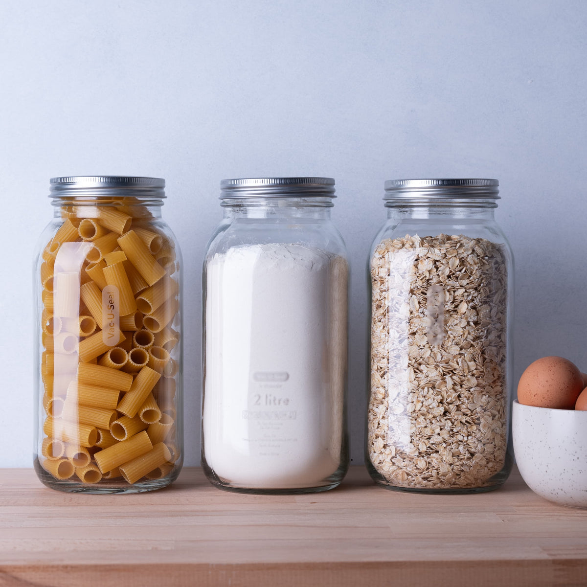 2L Glass Jars with Vacuum Seal - Set of 3 | Store More, Waste Less